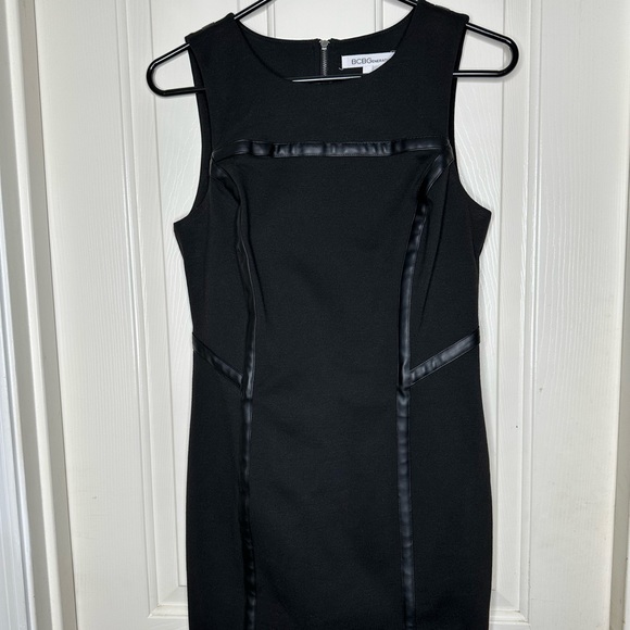 BCBGeneration Black Bodycon Dress with Leather details sleeveless - Picture 2 of 11